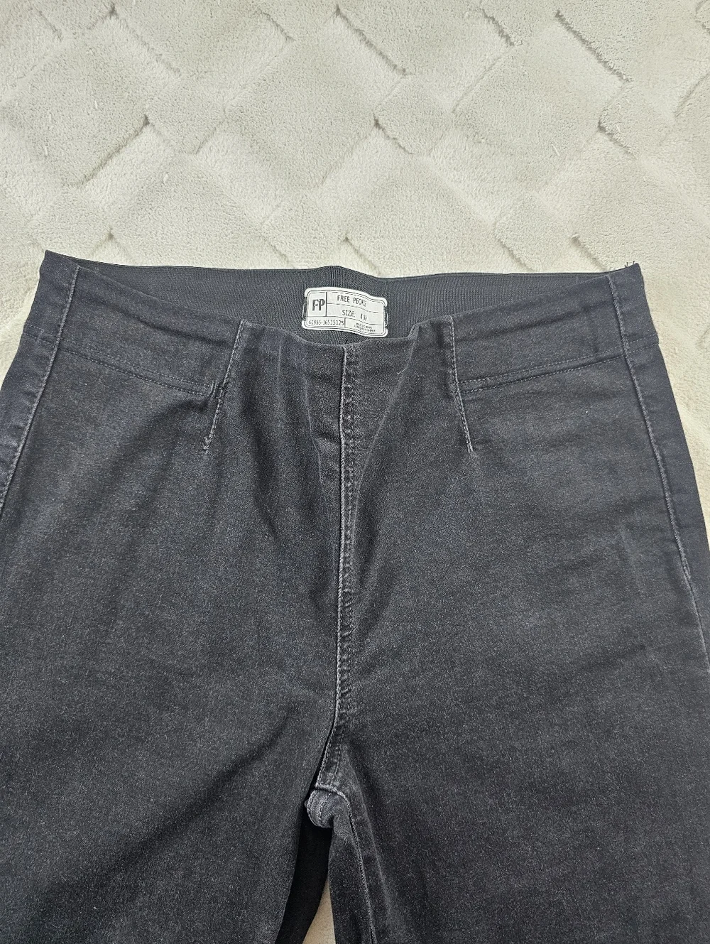 Free People Super Flare Wide-Leg Jeans Womens 30 Pull On Stretch Denim Black